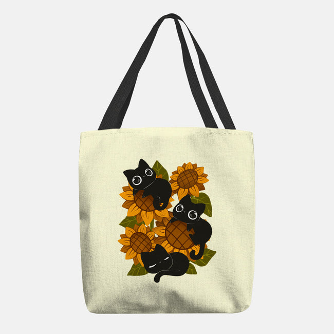 Sunflowers And Black Kitties-None-Basic Tote-Bag-ricolaa