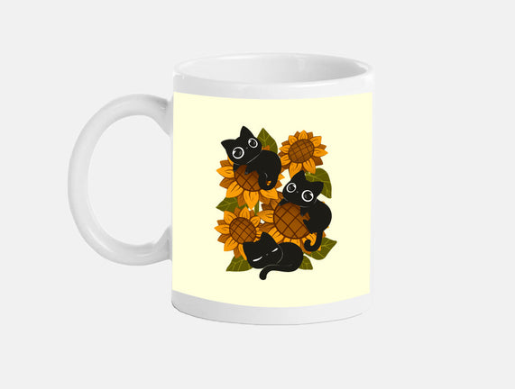 Sunflowers And Black Kitties