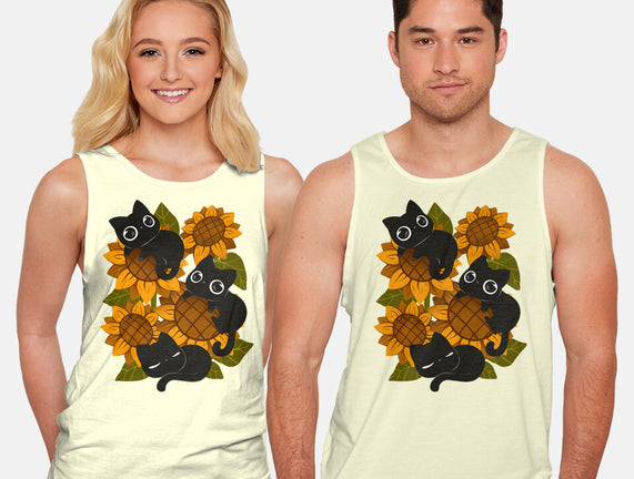 Sunflowers And Black Kitties