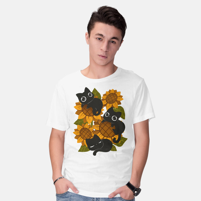 Sunflowers And Black Kitties-Mens-Basic-Tee-ricolaa