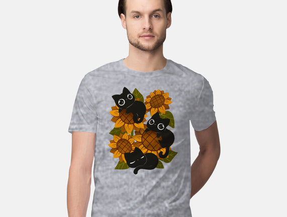 Sunflowers And Black Kitties