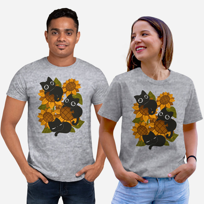 Sunflowers And Black Kitties-Unisex-Basic-Tee-ricolaa