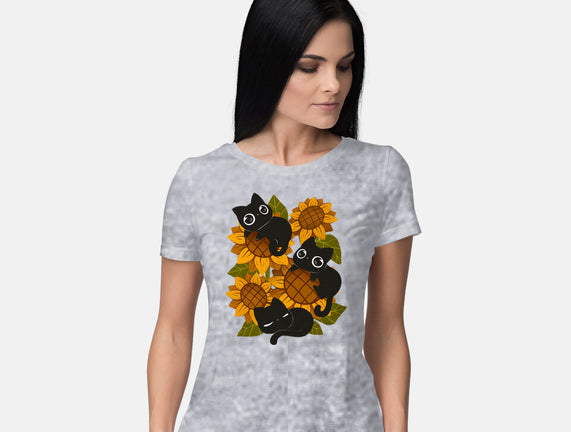 Sunflowers And Black Kitties