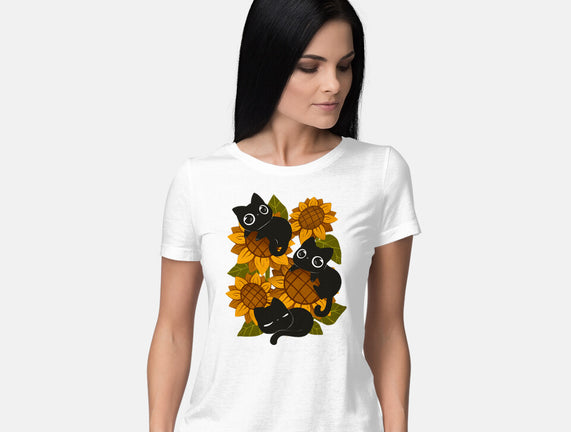 Sunflowers And Black Kitties