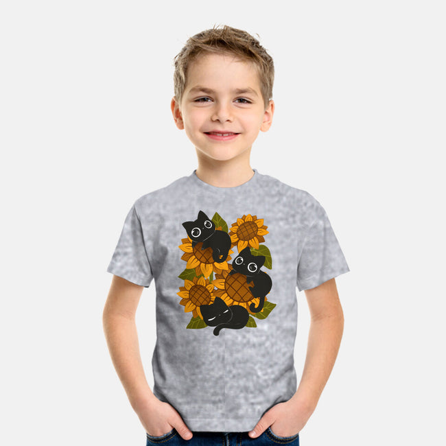 Sunflowers And Black Kitties-Youth-Basic-Tee-ricolaa