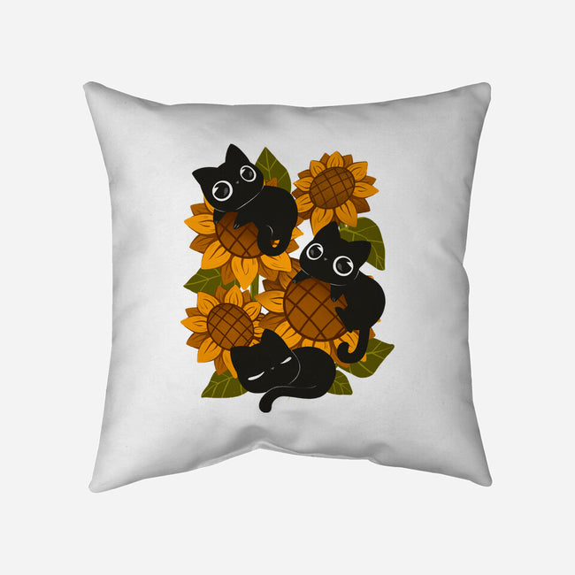 Sunflowers And Black Kitties-None-Removable Cover w Insert-Throw Pillow-ricolaa