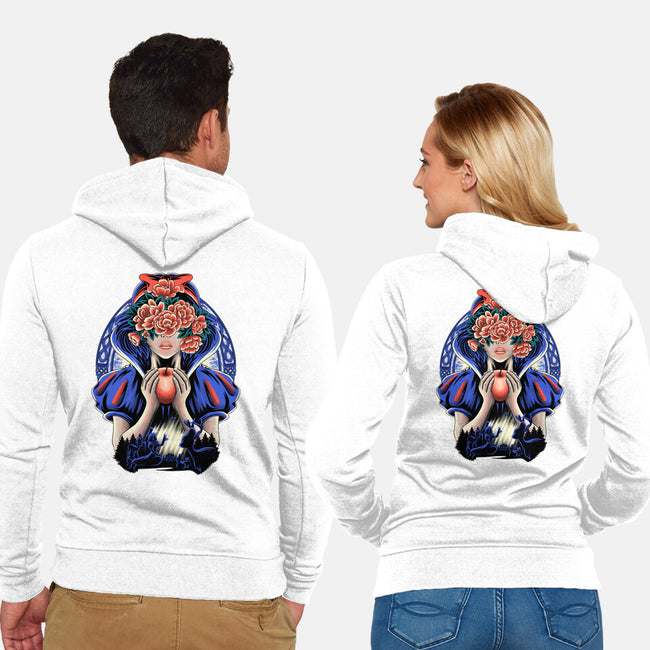 Snow Princess Flower Face-Unisex-Zip-Up-Sweatshirt-rmatix