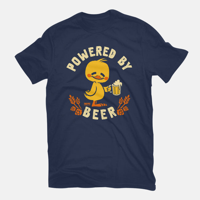 Powered By Beer Duck-Unisex-Basic-Tee-worlddominationforcats