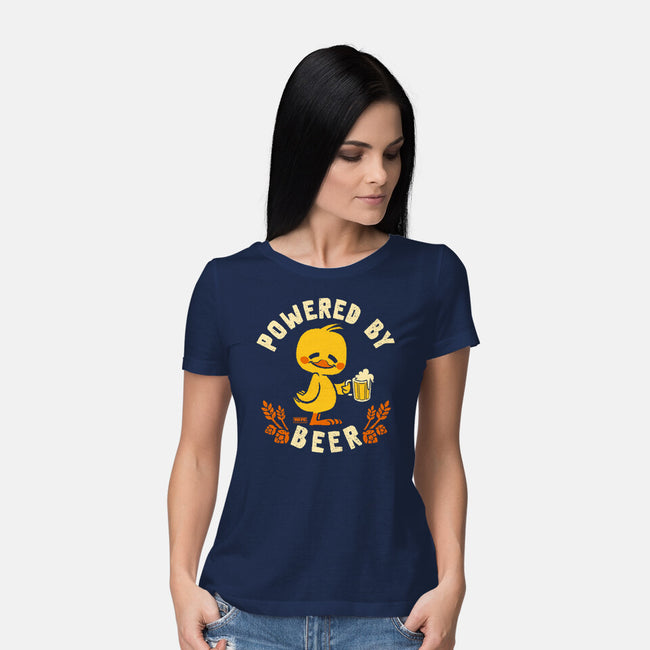 Powered By Beer Duck-Womens-Basic-Tee-worlddominationforcats