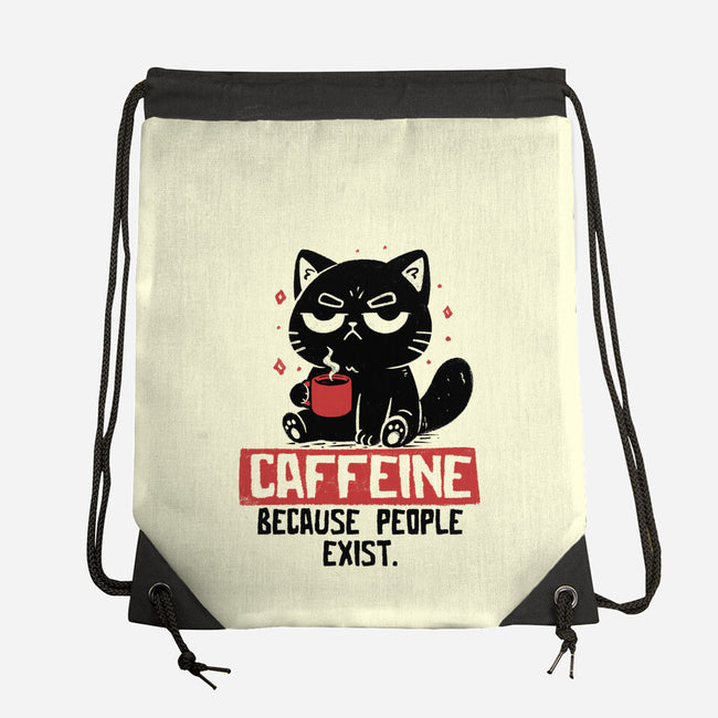Caffeine Because People Exist-None-Drawstring-Bag-koalastudio