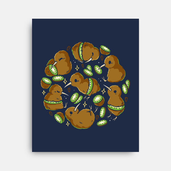 Kiwi Birds-None-Stretched-Canvas-Vallina84