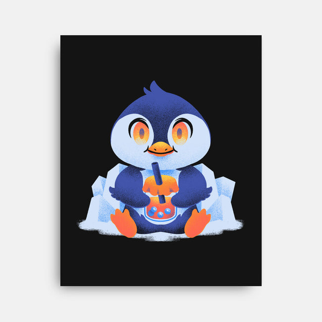Bubble Tea Penguin-None-Stretched-Canvas-FunkVampire