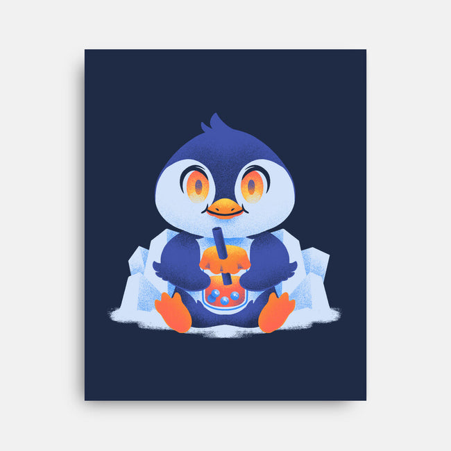 Bubble Tea Penguin-None-Stretched-Canvas-FunkVampire