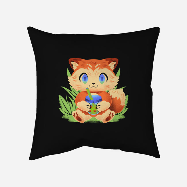 Bubble Tea Fox-None-Removable Cover w Insert-Throw Pillow-FunkVampire