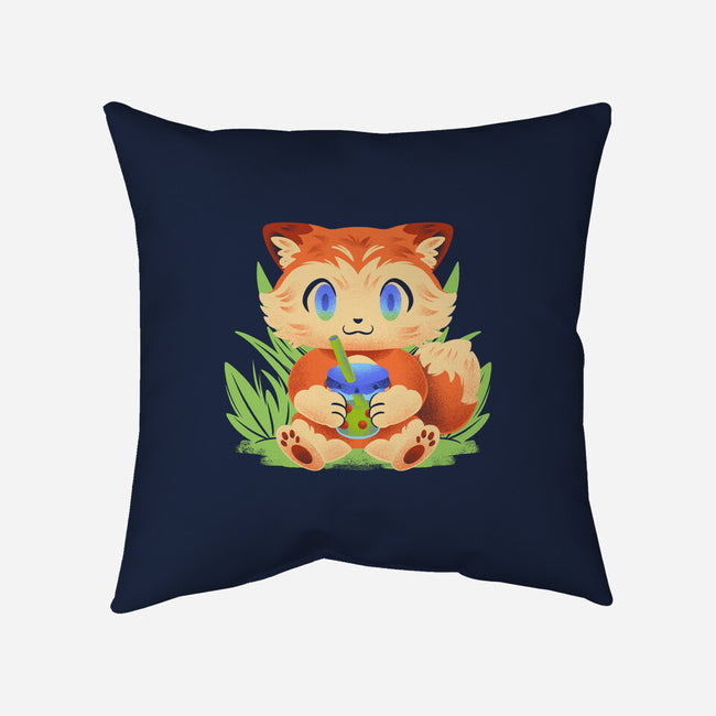 Bubble Tea Fox-None-Removable Cover w Insert-Throw Pillow-FunkVampire