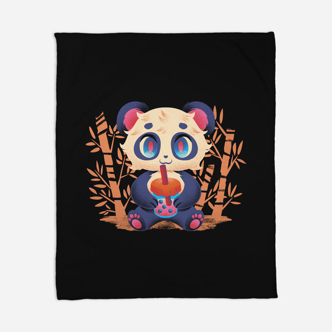 Bubble Tea Panda-None-Fleece-Blanket-FunkVampire