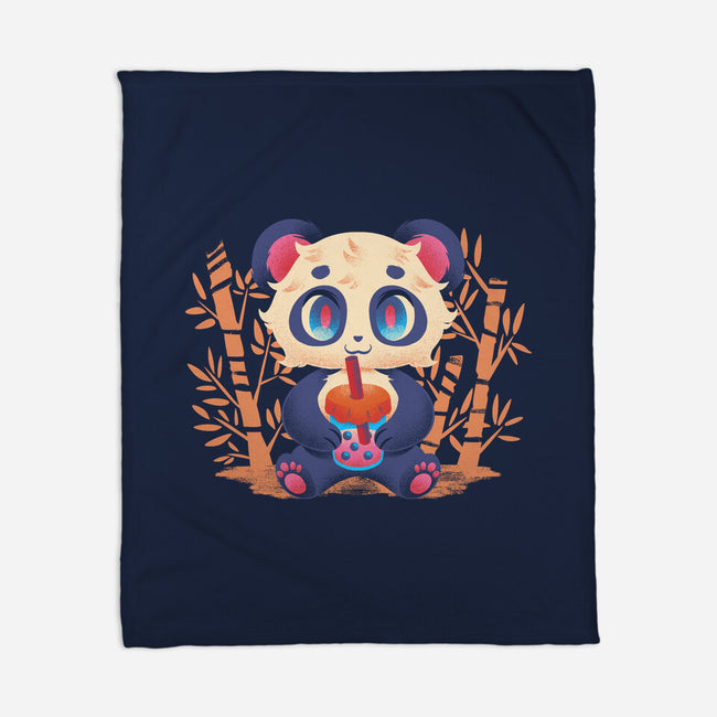 Bubble Tea Panda-None-Fleece-Blanket-FunkVampire