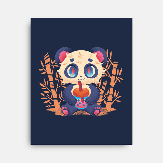 Bubble Tea Panda-None-Stretched-Canvas-FunkVampire