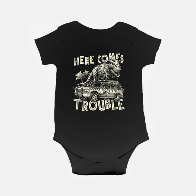 Here Comes Trouble-Baby-Basic-Onesie-momma_gorilla