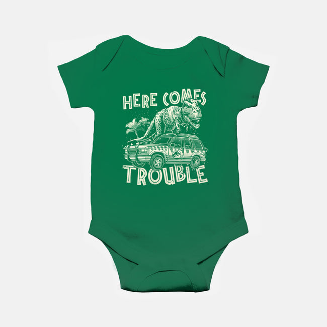 Here Comes Trouble-Baby-Basic-Onesie-momma_gorilla