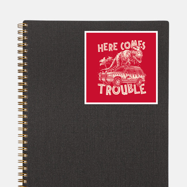 Here Comes Trouble-None-Glossy-Sticker-momma_gorilla