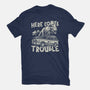 Here Comes Trouble-Unisex-Basic-Tee-momma_gorilla