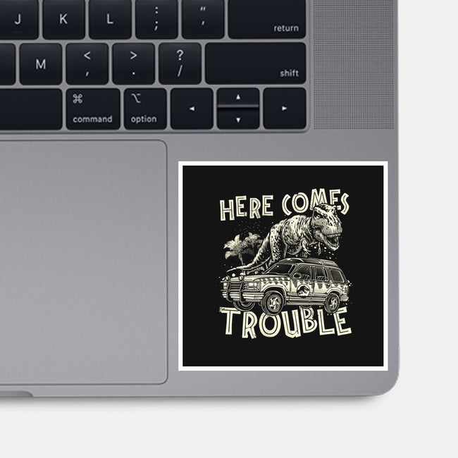 Here Comes Trouble-None-Glossy-Sticker-momma_gorilla