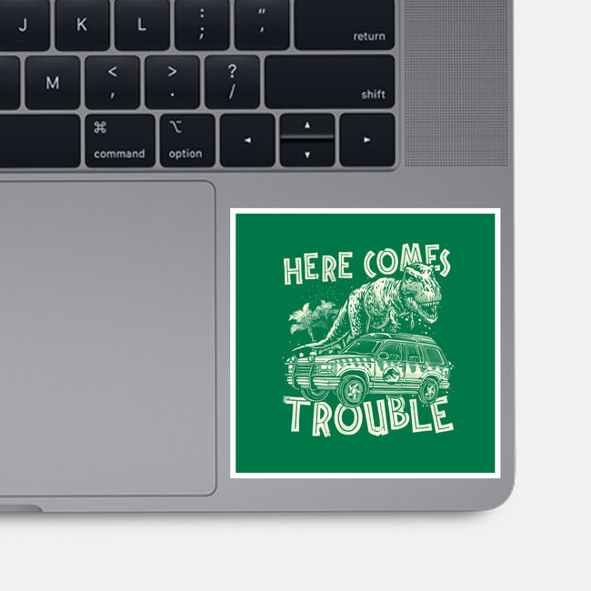 Here Comes Trouble-None-Glossy-Sticker-momma_gorilla