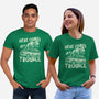 Here Comes Trouble-Unisex-Basic-Tee-momma_gorilla