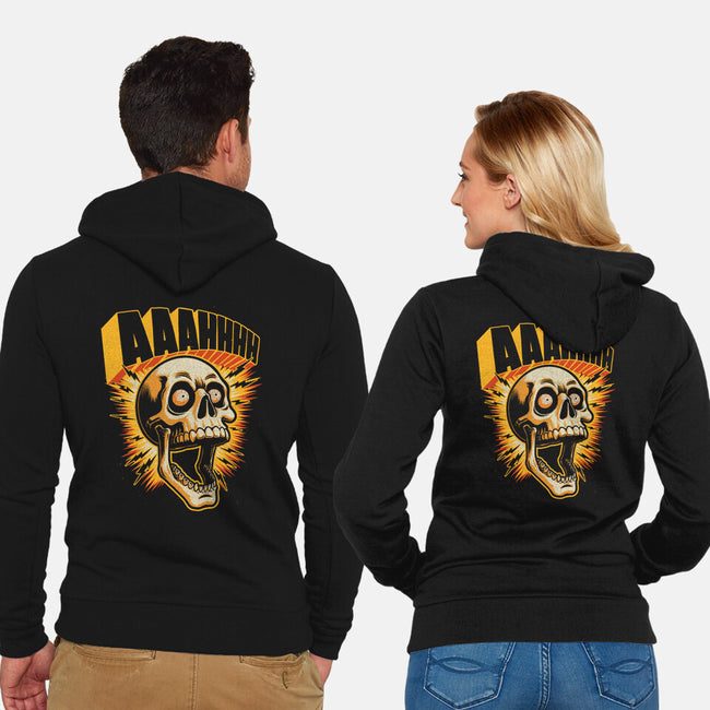 Skull Anxiety Scream-Unisex-Zip-Up-Sweatshirt-Studio Mootant
