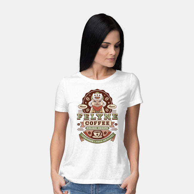 Felyne Palico Coffee Vintage-Womens-Basic-Tee-LAGELANTEE