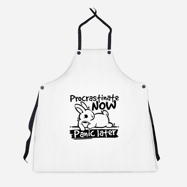 Procrastinate Now Panic Later-Unisex-Kitchen-Apron-NemiMakeit