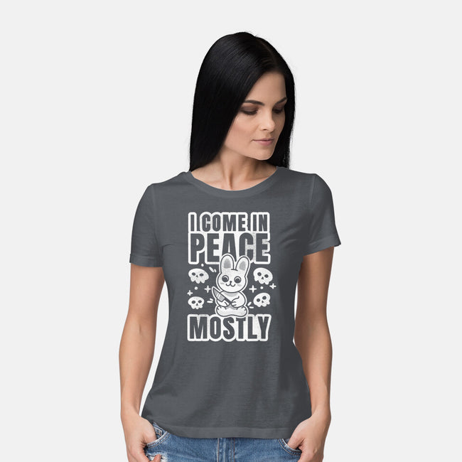 I Come In Peace Mostly-Womens-Basic-Tee-FunkVampire