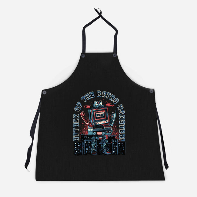 Attack Of The Retro Monster-Unisex-Kitchen-Apron-momma_gorilla
