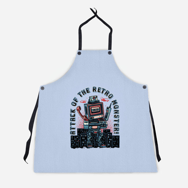 Attack Of The Retro Monster-Unisex-Kitchen-Apron-momma_gorilla