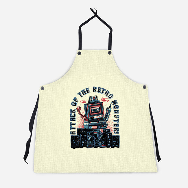 Attack Of The Retro Monster-Unisex-Kitchen-Apron-momma_gorilla