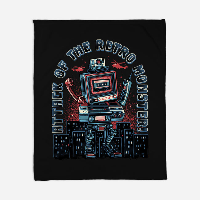 Attack Of The Retro Monster-None-Fleece-Blanket-momma_gorilla