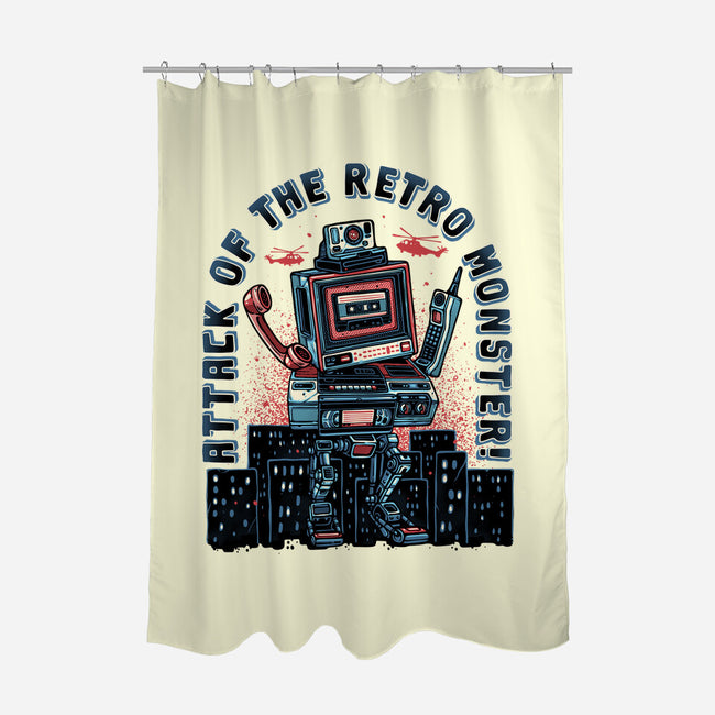 Attack Of The Retro Monster-None-Polyester-Shower Curtain-momma_gorilla