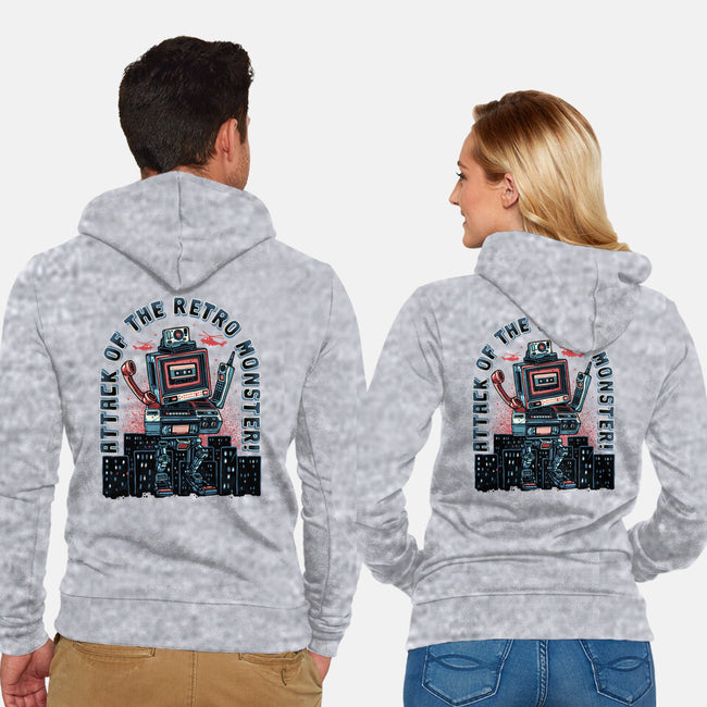 Attack Of The Retro Monster-Unisex-Zip-Up-Sweatshirt-momma_gorilla
