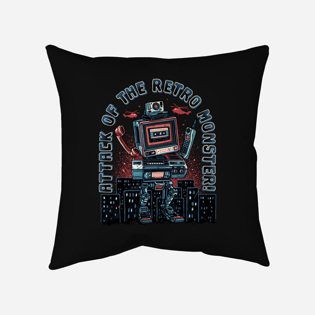 Attack Of The Retro Monster-None-Removable Cover w Insert-Throw Pillow-momma_gorilla