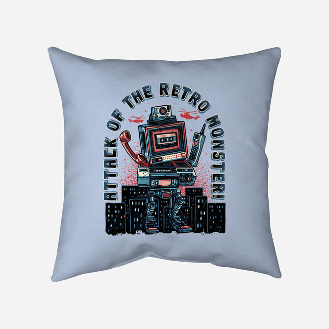 Attack Of The Retro Monster-None-Removable Cover w Insert-Throw Pillow-momma_gorilla