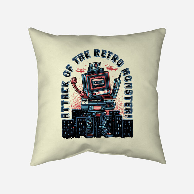 Attack Of The Retro Monster-None-Removable Cover w Insert-Throw Pillow-momma_gorilla