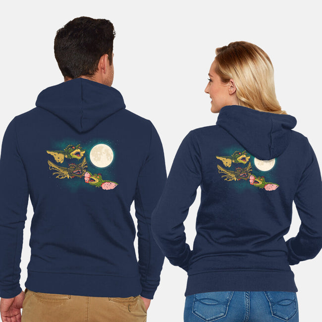Three Gremlin Moon-Unisex-Zip-Up-Sweatshirt-jasesa
