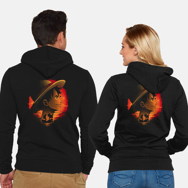 Strawhats Captain-Unisex-Zip-Up-Sweatshirt-grevalra
