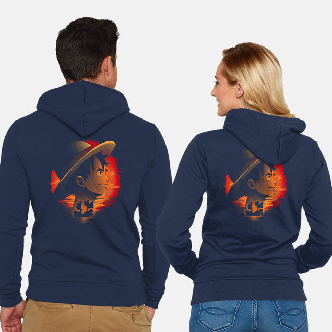 Strawhats Captain-Unisex-Zip-Up-Sweatshirt-grevalra