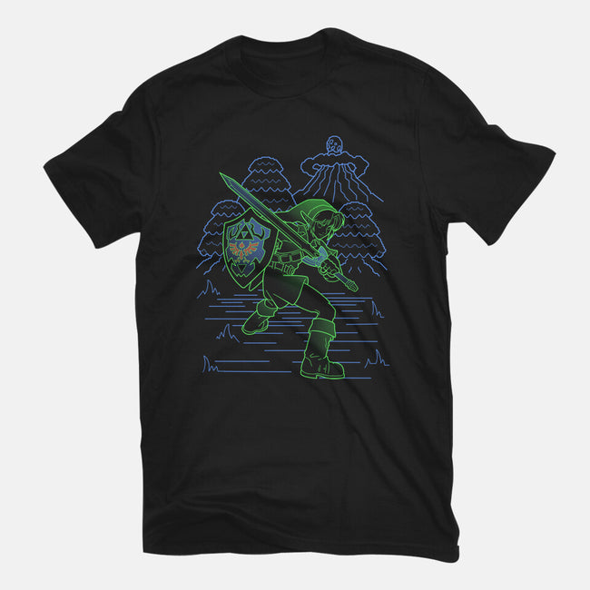 Neon Line-Art Hyrule Savior-Mens-Basic-Tee-Astrobot Invention