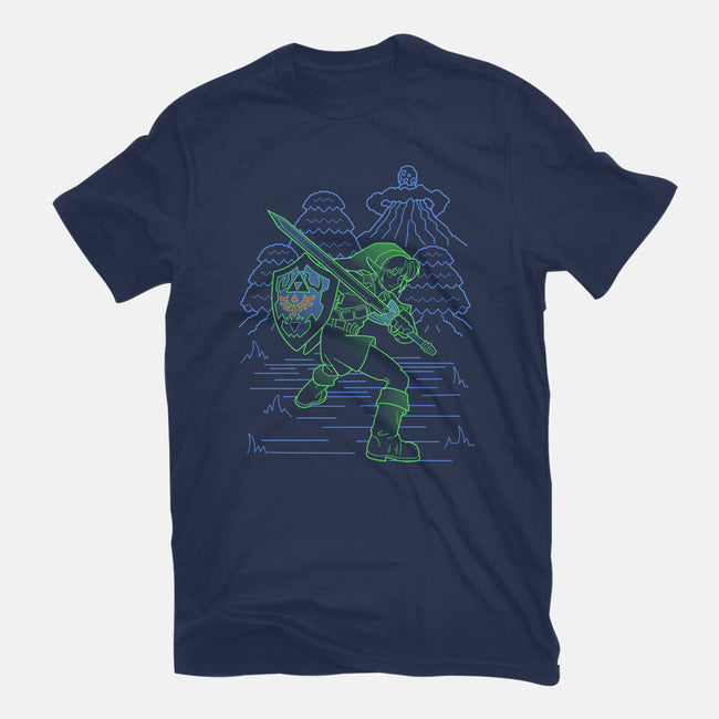 Neon Line-Art Hyrule Savior-Mens-Basic-Tee-Astrobot Invention