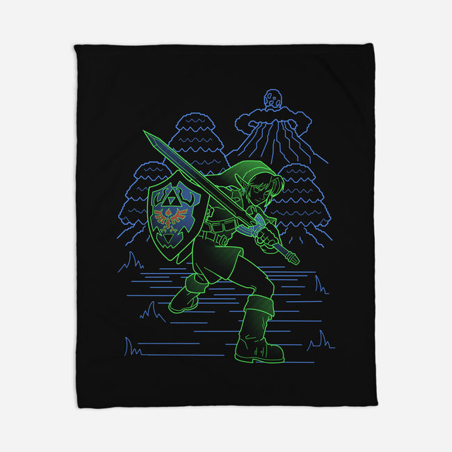 Neon Line-Art Hyrule Savior-None-Fleece-Blanket-Astrobot Invention