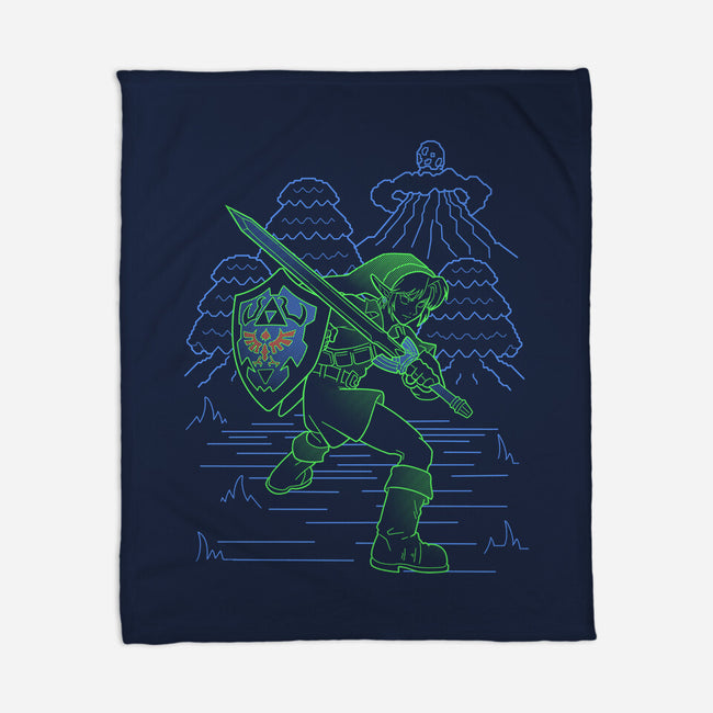 Neon Line-Art Hyrule Savior-None-Fleece-Blanket-Astrobot Invention