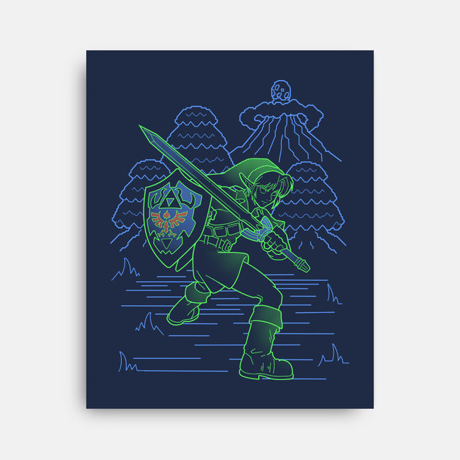 Neon Line-Art Hyrule Savior-None-Stretched-Canvas-Astrobot Invention